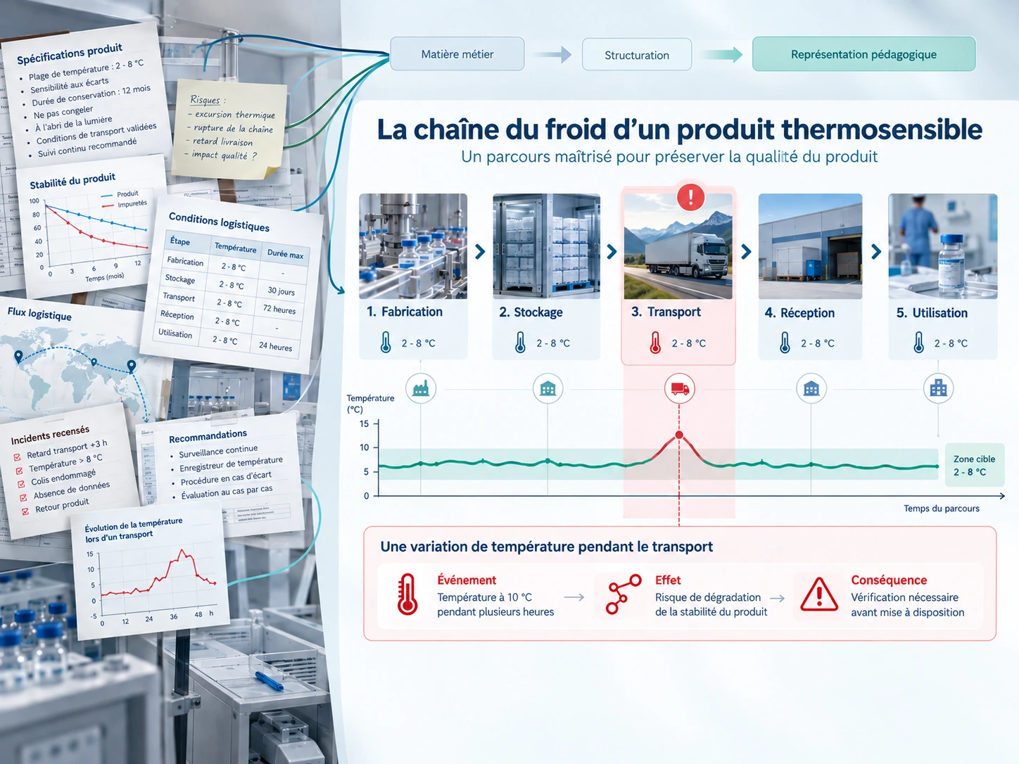 Transformation d’une matière métier complexe en représentation pédagogique de la chaîne du froid
