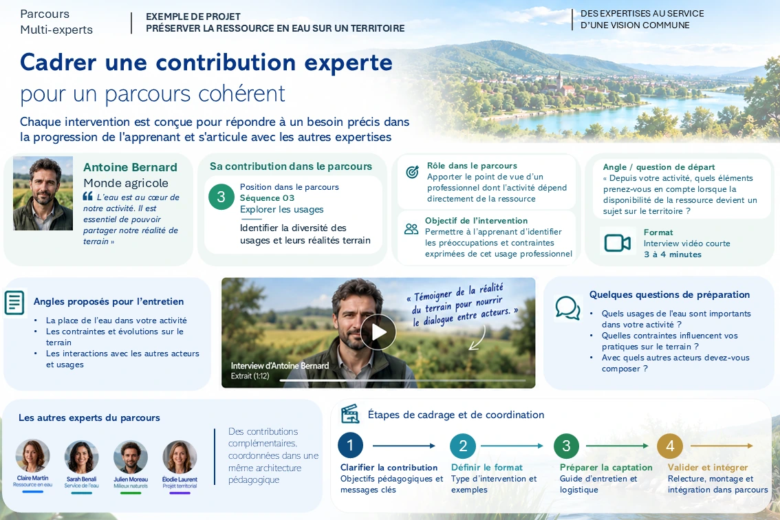 Contribution experte : cadrage, préparation, production et intégration d’une intervention dans le parcours