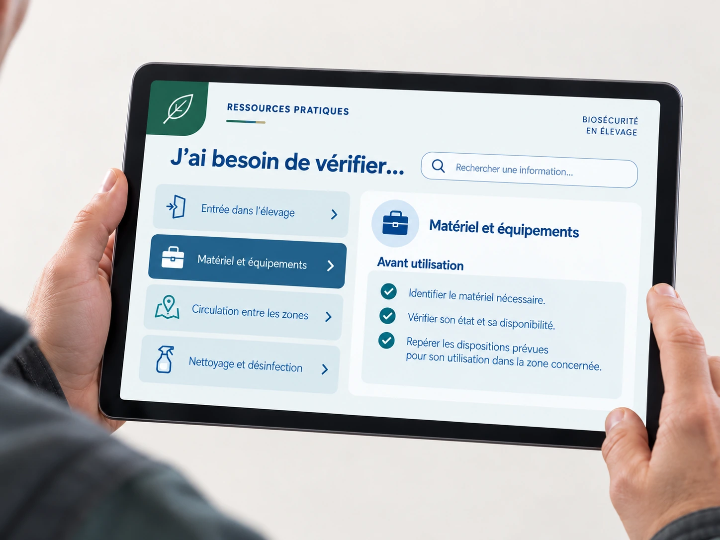 Ressource consultable au moment du besoin sur tablette
